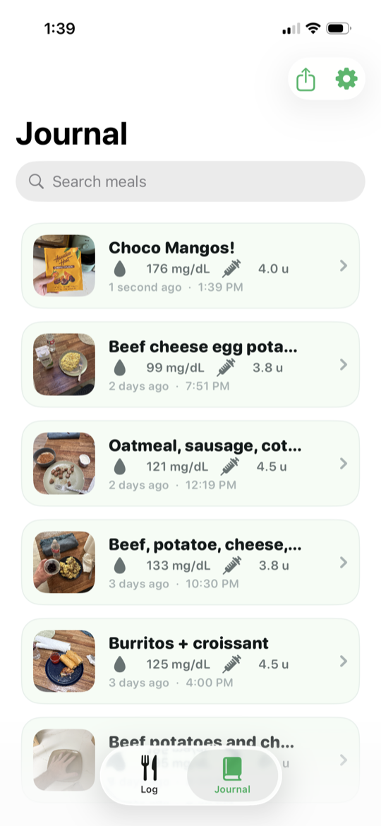 Meal journal